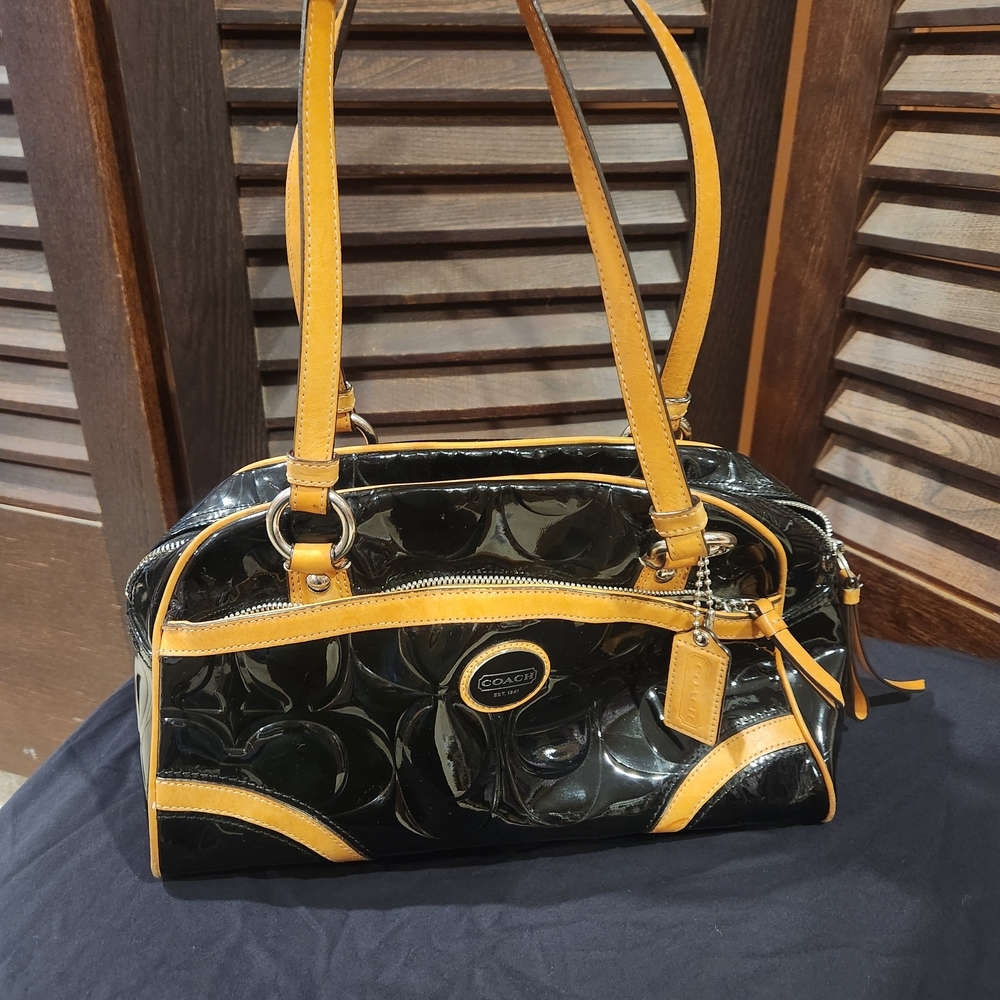 Coach Black and Tan Women's Bowler Bag - Picture 9 of 10